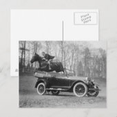 Paard springt over auto, 1923 briefkaart (Voorkant / Achterkant)
