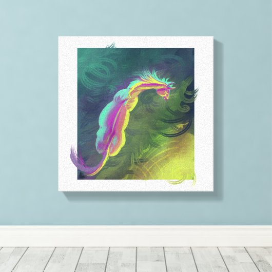 Paard staren in de verte canvas afdruk (Insitu (Houten vloer))