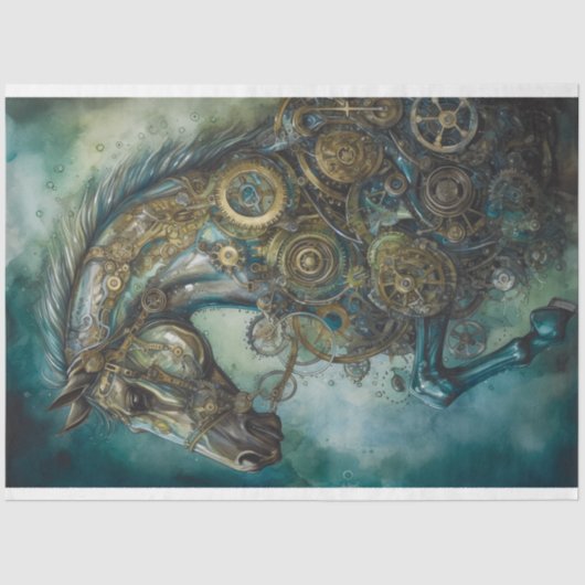 Paard Steampunk 1 Decoupage papier (Voorkant)