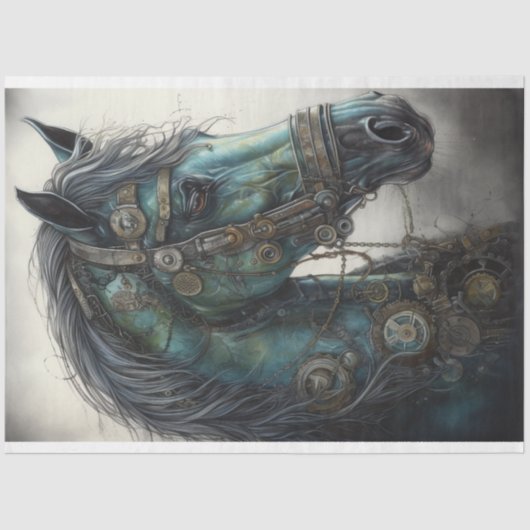 Paard Steampunk 2 Decoupage papier (Voorkant)