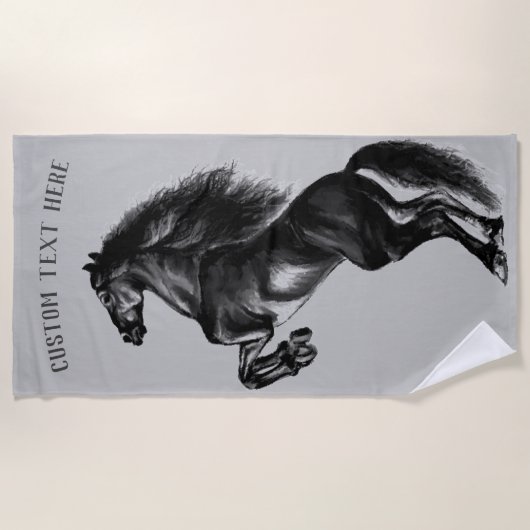 Paard Strandhanddoek Aangepaste tekst - Kies kleur Strandlaken (Voorkant)