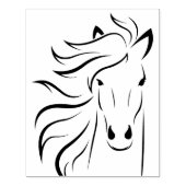 Paard stromende manen geëtst rubber stempel (Afrduk)
