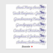Paard Symbool Aangepaste gastlijst 7 Namen Calligr Sticker (Vel)