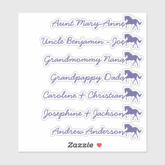 Paard Symbool Aangepaste gastlijst 7 Namen Calligr Sticker (Vel)