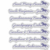 Paard Symbool Aangepaste gastlijst 7 Namen Calligr Sticker (Voorkant)