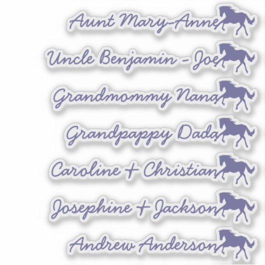 Paard Symbool Aangepaste gastlijst 7 Namen Calligr Sticker (Voorkant)