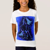 Paard T-shirt met blauwe Sterrennacht (Voorkant)