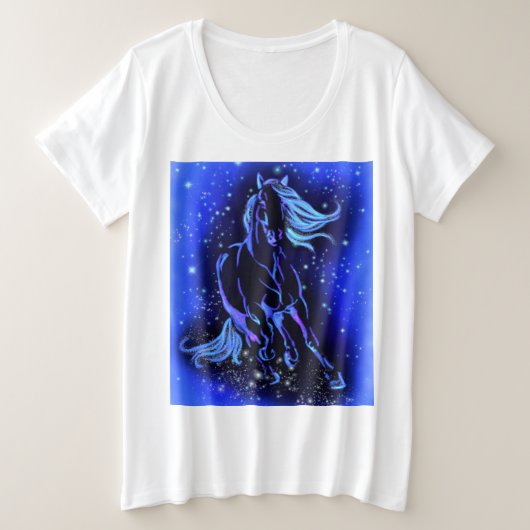 Paard T-shirt Running in Blue Moonlight Night (Design voorkant)