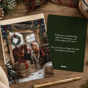 Paard Tartan Schotland Kerstvakantie Feestdagenkaart