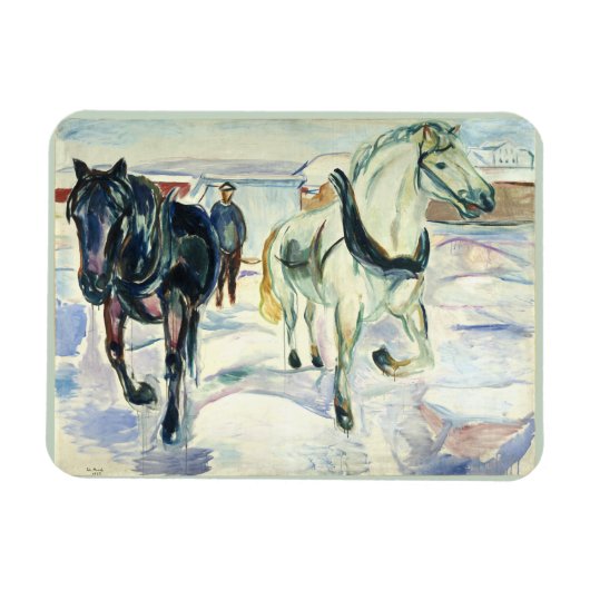 Paard Team in Sneeuw van Edvard Munch Magneet (Horizontaal)