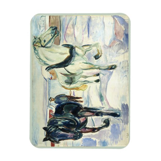 Paard Team in Sneeuw van Edvard Munch Magneet (Verticaal)