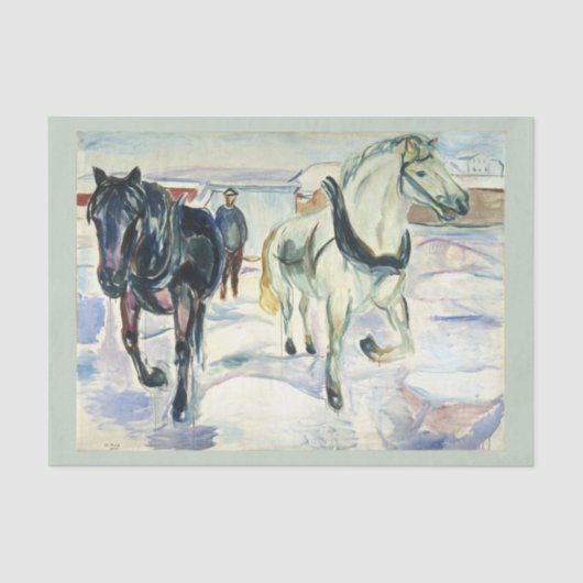 Paard Team in Sneeuw van Edvard Munch Tissuepapier (Voorkant)
