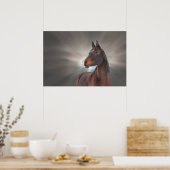 Paard tegen wolken poster (Keuken)