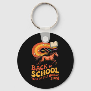 Paard Terug naar School 2026 Energie Leer Succes Sleutelhanger