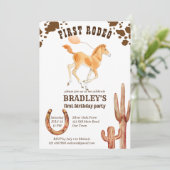 Paard thema eerste rodeo western verjaardagsfeestj kaart (Staand voorkant)