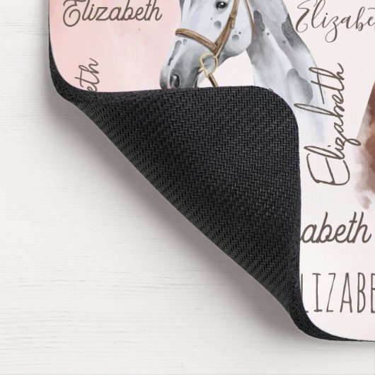 Paard thema geschenken gepersonaliseerde naam mono muismat (Hoek)