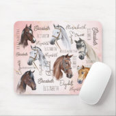 Paard thema geschenken gepersonaliseerde naam mono muismat (Met muis)