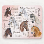 Paard thema geschenken gepersonaliseerde naam mono muismat<br><div class="desc">Paard thema geschenken gepersonaliseerde naam muis pad paard portret collage monogrammed muis pad,  mooie geschenken voor paard liefhebbende meisjes gepersonaliseerde muis pad,  paardenliefhebbers geschenken voor meisjes gepersonaliseerde muis pad,  paarden collage muis pad</div>