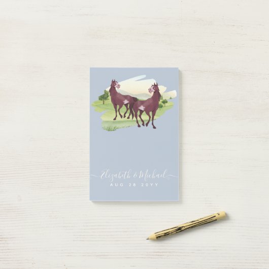 Paard Thema Landelijke Westerse Rustieke Bruiloft Post-it® Notes (Op bureau)