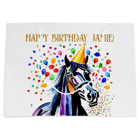 Paard thema verjaardagsfeestje grappig elegant groot cadeauzakje (Voorkant)