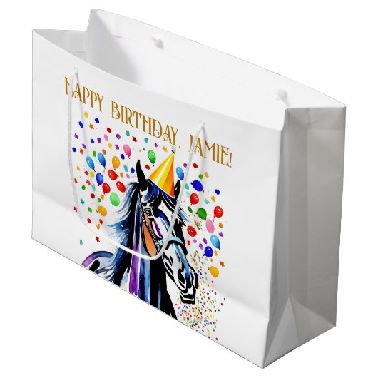 Paard thema verjaardagsfeestje grappig elegant groot cadeauzakje (Voorkant Gekanteld)