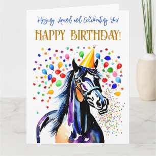 Paard thema verjaardagsfeestje grappig elegant kaart