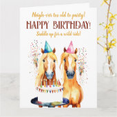 Paard thema verjaardagsfeestje grappig elegant kaart (Gele Bloem)