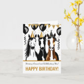 Paard thema verjaardagsfeestje grappig elegant kaart (Gele Bloem)