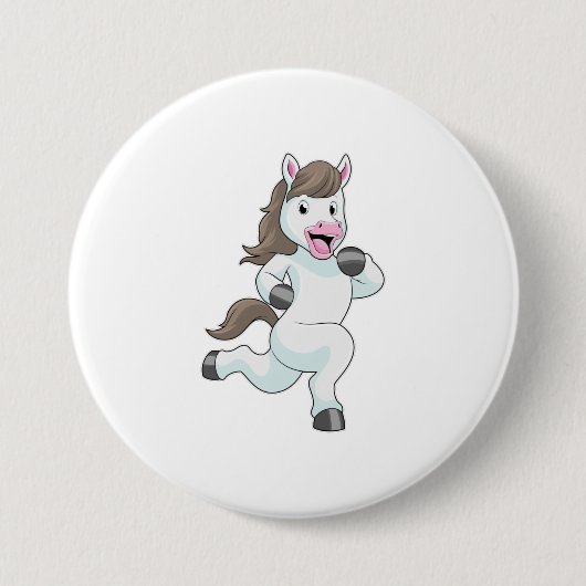 Paard tijdens draaiend bedrijf ronde button 7,6 cm (Voorkant)