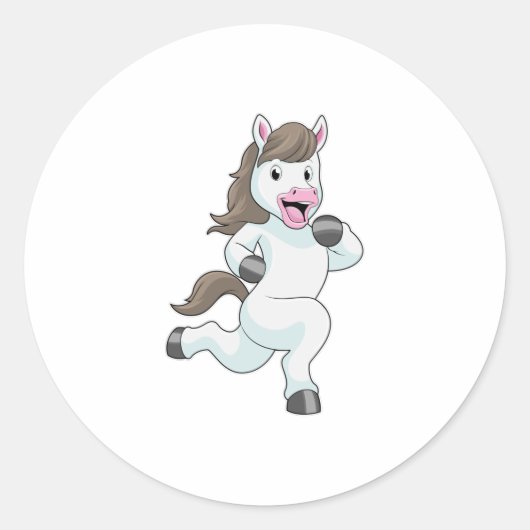 Paard tijdens draaiend bedrijf ronde sticker (Voorkant)