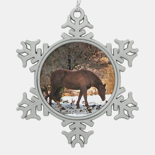 Paard Tin Sneeuwvlok Ornament (Voorkant)