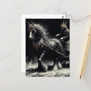 Paard trekken een kar zwart en goud briefkaart