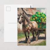Paard trekt een kar vol Shamrocks AI-glitches Briefkaart (Voorkant / Achterkant)