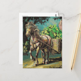 Paard trekt een kar vol Shamrocks Briefkaart