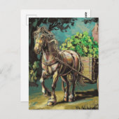 Paard trekt een kar vol Shamrocks Briefkaart (Voorkant / Achterkant)