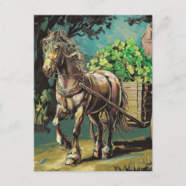 Paard trekt een kar vol Shamrocks Briefkaart