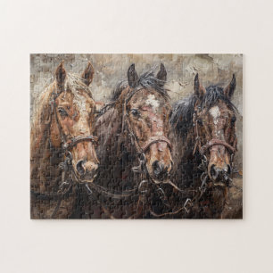 Paard Trio olieverfschilderij Legpuzzel