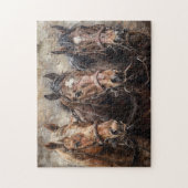 Paard Trio olieverfschilderij Legpuzzel (Verticaal)