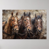 Paard Trio olieverfschilderij Poster (Voorkant)