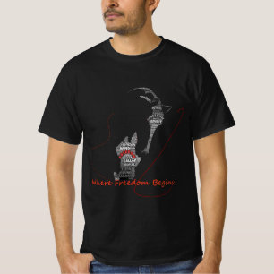 Paard typografie kunst Vrijheid begint Paarden T-shirt