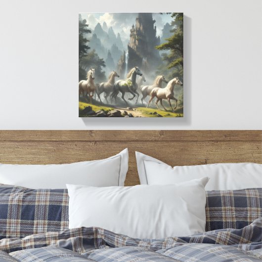 Paard Uitgerekt Canvas Print (Insitu (Slaapkamer))