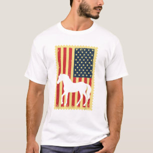 Paard USA Amerikaanse Vlag 4 juli Patriottische Eq T-shirt
