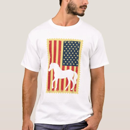 Paard USA Amerikaanse Vlag 4 juli Patriottische Eq T-shirt (Voorkant)