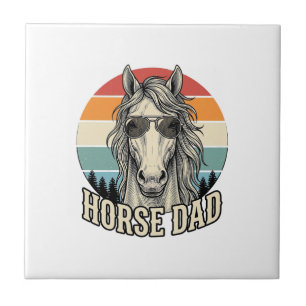 Paard Vader Vintage Sunset Gravure Vector Design_1 Tegeltje