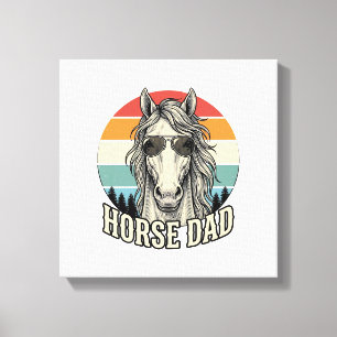 Paard Vader Vintage Zonsondergang Gravure Vector D Canvas Afdruk