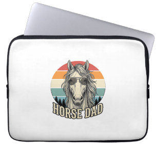 Paard Vader Vintage Zonsondergang Gravure Vector D Laptop Sleeve