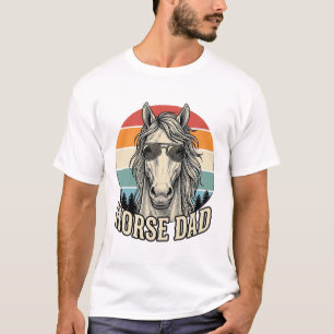 Paard Vader Vintage Zonsondergang Gravure Vector O T-shirt
