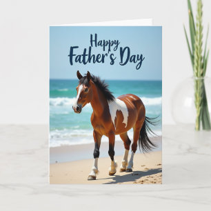 Paard Vaderdag kaart met kastanjebruin paard