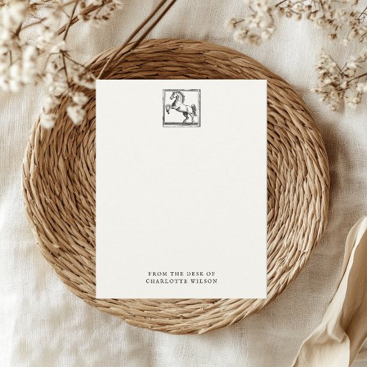 Paard van de ruitersport van het bureau van de aan notitiekaartje