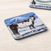 Paard van de verf die in de sneeuw staat bier onderzetter (Linkerzijde)